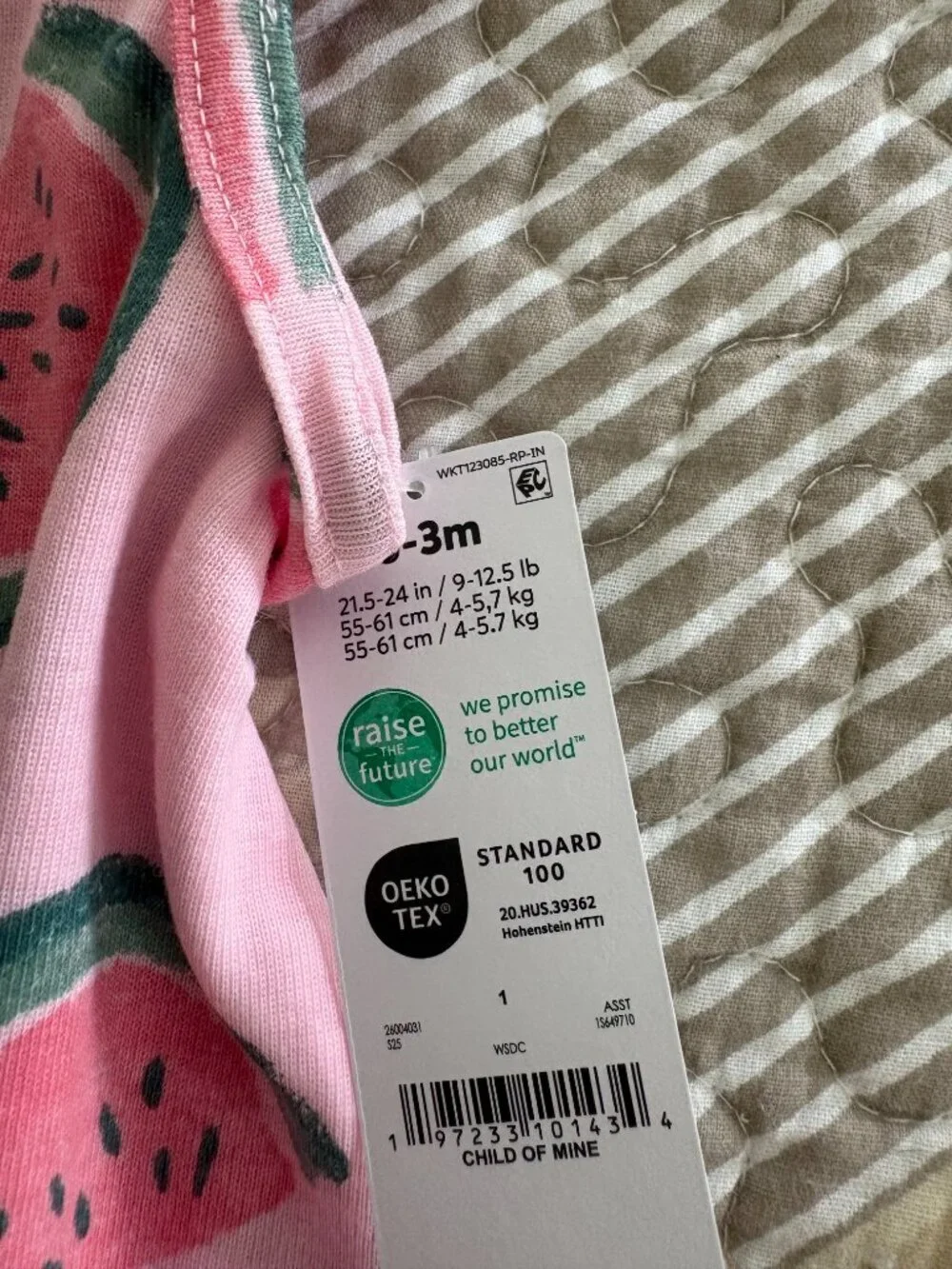 Carter's Child of Mine Baby Girl Watermelon Romper Size 0-3 Months